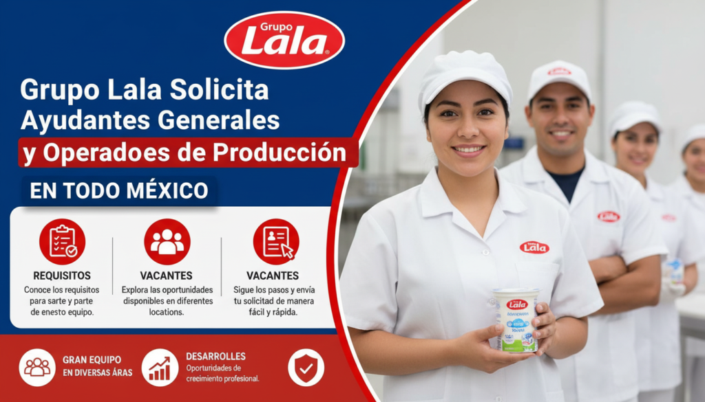 Grupo Lala Solicita Ayudantes Generales y Operadores de Producción